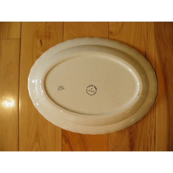 Vernon Ware by Metlox Platter 13 1/2” True Blue hand Painted Vintage - Picture 4 of 10